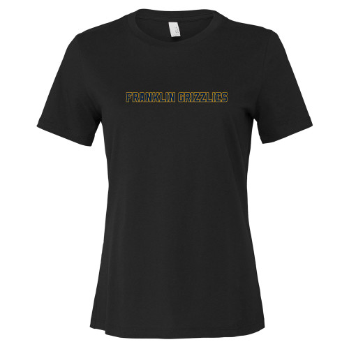  Bella + Canvas Womens Black Relaxed Cotton T Shirt - Franklin College Franklin Grizzlies