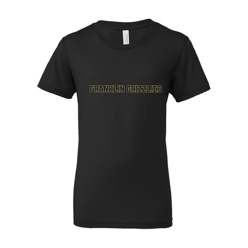  Bella + Canvas Youth Black Jersey T Shirt - Franklin College Franklin Grizzlies