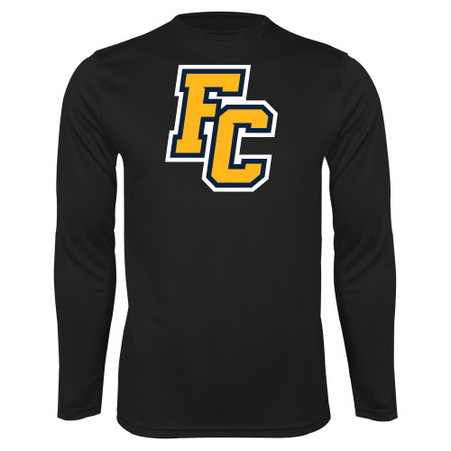  Black Performance Long Sleeve Shirt - Franklin College Primary Mark Wordmark