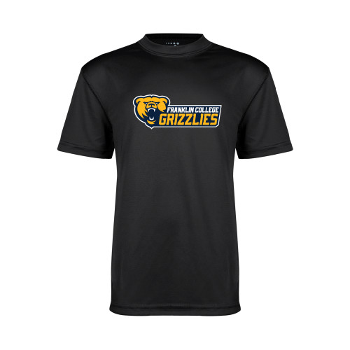  Youth Performance Black Tee - Franklin College Primary Wordmark