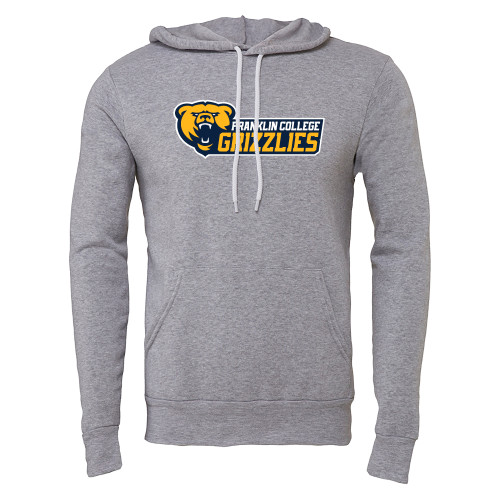  Bella + Canvas Heather Grey Fleece Hood - Franklin College Primary Wordmark