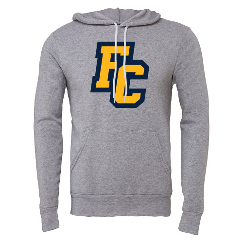  Bella + Canvas Heather Grey Fleece Hood - Franklin College Primary Mark Wordmark