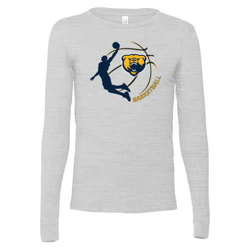  Bella + Canvas Ash Grey Jersey Cotton Long Sleeve T Shirt - Franklin College Basketball Graphic