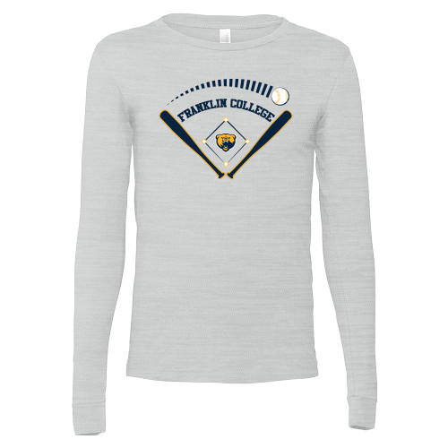  Bella + Canvas Ash Grey Jersey Cotton Long Sleeve T Shirt - Franklin College Baseball Graphic