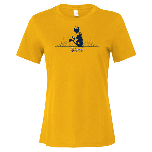  Bella + Canvas Womens Gold Relaxed Cotton T Shirt - Franklin College Football Graphic