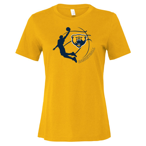  Bella + Canvas Womens Gold Relaxed Cotton T Shirt - Franklin College Basketball Graphic