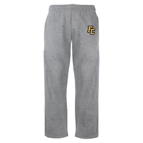  Grey Fleece Open Bottom Pant - Franklin College Primary Mark Wordmark