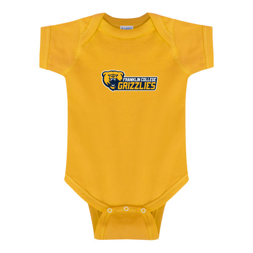  Gold Infant Onesie - Franklin College Primary Wordmark