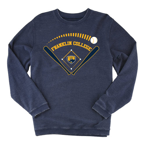  Boxercraft Womens Navy Corded Crew - Franklin College Baseball Graphic