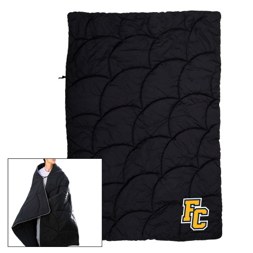  Black Wearable Camping Blanket - Franklin College Primary Mark Wordmark