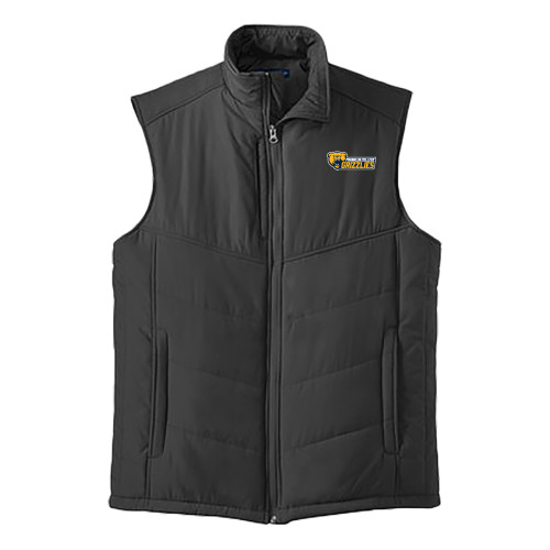  Black Puffer Vest - Franklin College Primary Wordmark