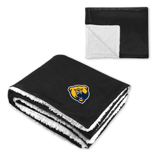  Super Soft Luxurious Black Sherpa Throw Blanket - Franklin College Primary Mark