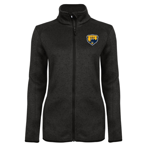  Womens Black Heather Fleece Jacket - Franklin College Primary Mark