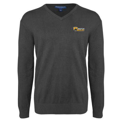  Charcoal Heather VNeck Sweater - Franklin College Primary Wordmark