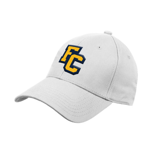  White Structured Adjustable Pro Style Hat - Franklin College Primary Mark Wordmark