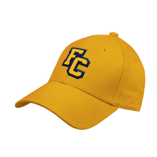  Gold Structured Adjustable Pro Style Hat - Franklin College Primary Mark Wordmark