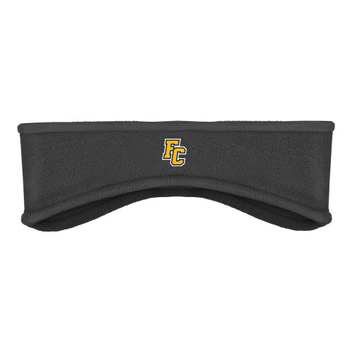  Charcoal Stretch Fleece Headband - Franklin College Primary Mark Wordmark