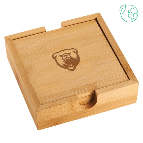  Bamboo Coaster Set - Franklin College Primary Mark Engraved