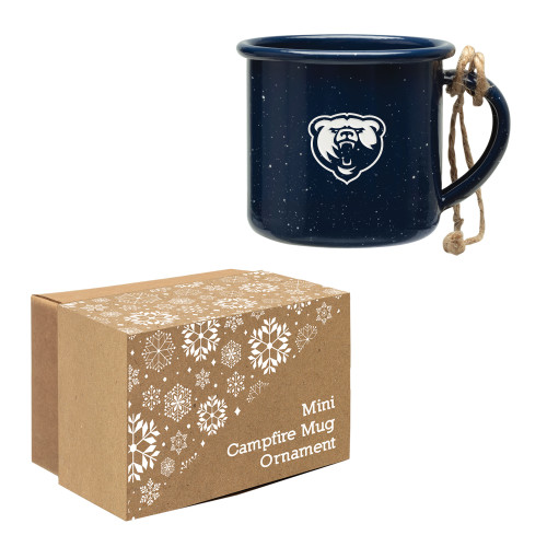  Navy Mini Campfire Mug Ornament - Franklin College Primary Mark Reverse Engraved