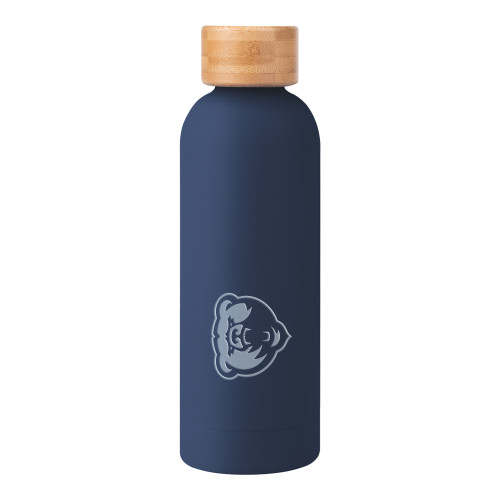  Blair Navy Stainless Steel Bottle w/ Bamboo Lid 17 oz - Franklin College Primary Mark Reverse Engraved