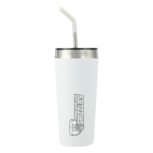  Faye White Vacuum Tumbler w/ Stainless Steel Straw 20 oz - Franklin College Primary Wordmark Engraved
