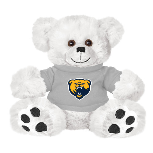  Plush Big Paw 8 1/2 inch White Bear w/Grey Shirt - Franklin College Primary Mark