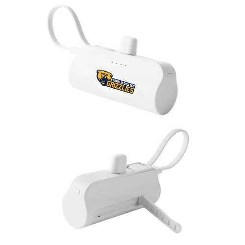  Sidekick White 4500 mAh Power Bank - Franklin College Primary Wordmark