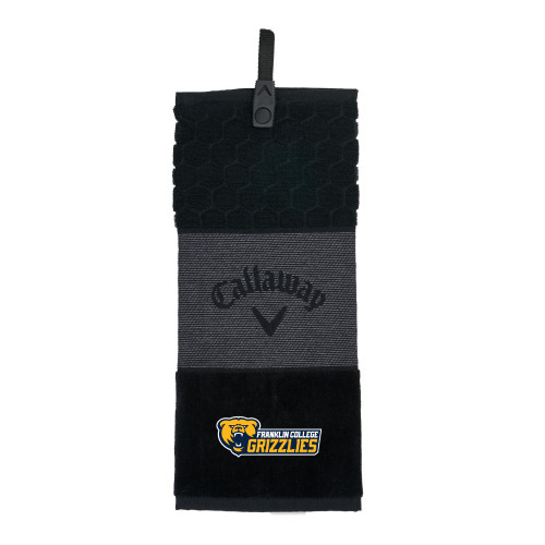  Callaway Black Trifold Towel - Franklin College Primary Wordmark