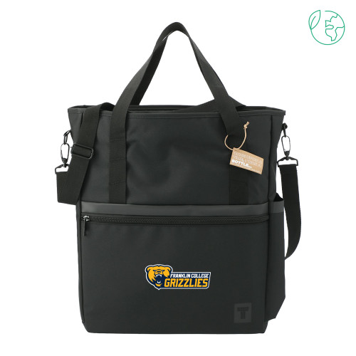  Tranzip Black Recycled Computer Tote - Franklin College Primary Wordmark