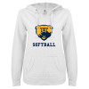 Thumbnail image for  ENZA Womens White V Notch Raw Edge Fleece Hoodie