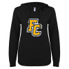 Thumbnail image for  ENZA Womens Black V Notch Raw Edge Fleece Hoodie