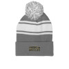 Thumbnail image for  Grey/White Two Tone Knit Pom Beanie w/Cuff