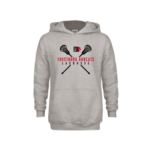  Youth Grey Fleece Hood - Frostburg Lacrosse Crossed Sticks