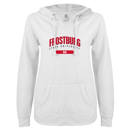 Frostburg ENZA Womens White V Notch Raw Edge Fleece Hoodie