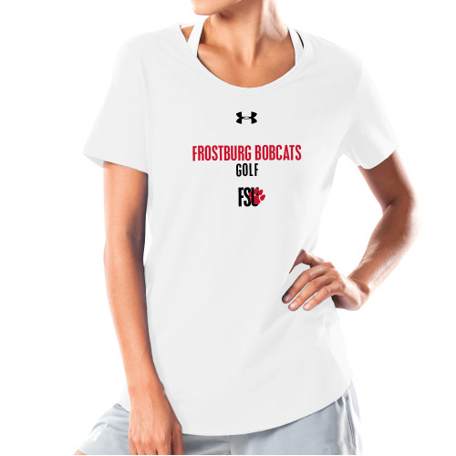  Under Armour Womens White Charged Cotton Tee - Frostburg Bobcats Golf UA