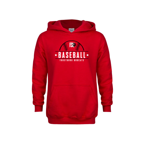  Youth Red Fleece Hoodie - Frostburg Baseball Half Ball