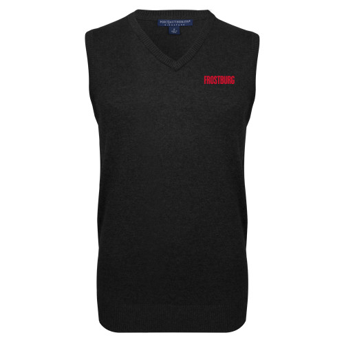  Black VNeck Sweater Vest - Frostburg Wordmark