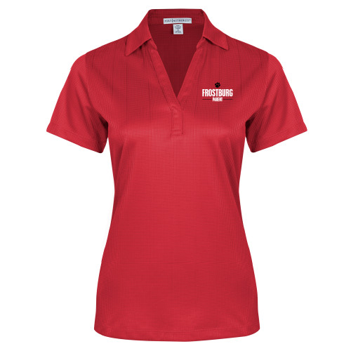  Womens Red Performance Fine Jacquard Polo - Frostburg Parent with Paw