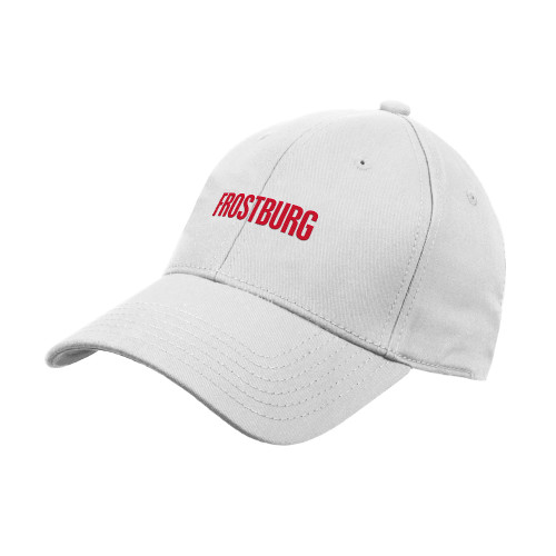  White Structured Adjustable Pro Style Hat - Frostburg Wordmark