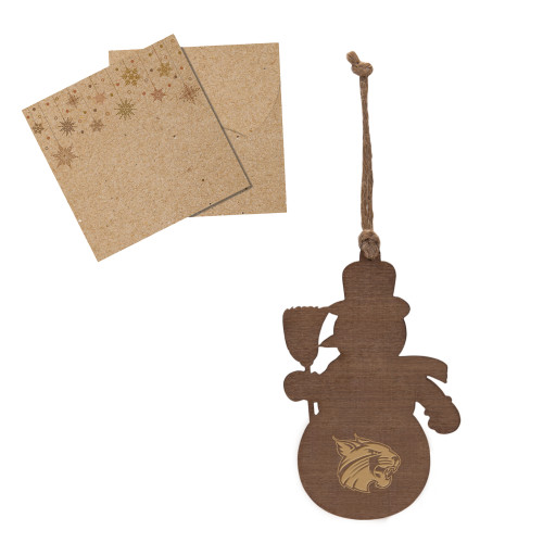  Wood Snowman Ornament - FSU Bobcat Head Reversed Engraved