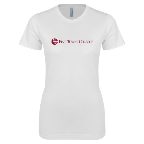  Next Level Womens White Boyfriend Tee - Primary Mark