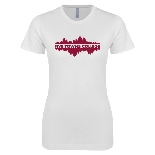  Next Level Womens White Boyfriend Tee - Five Towns College Waves