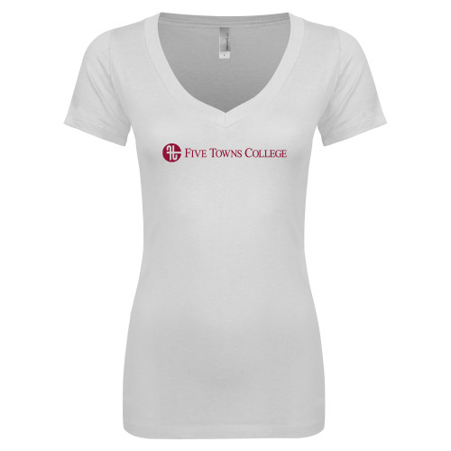  Next Level Womens White Ideal V Tee - Primary Mark