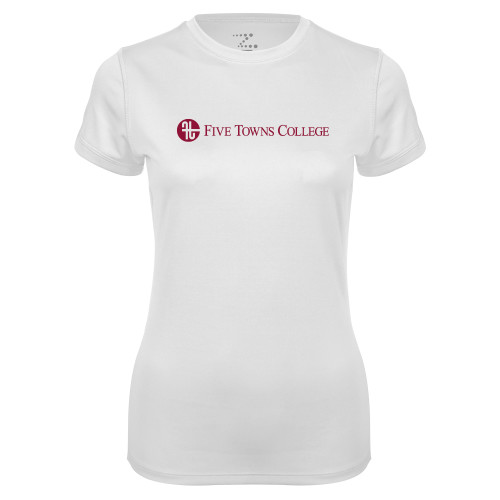  Womens White Performance Tee - Primary Mark