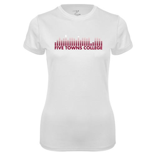  Womens White Performance Tee - Five Towns College Bars