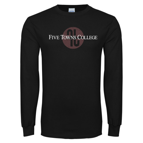  Black Long Sleeve T Shirt - Five Towns College Tone Distress