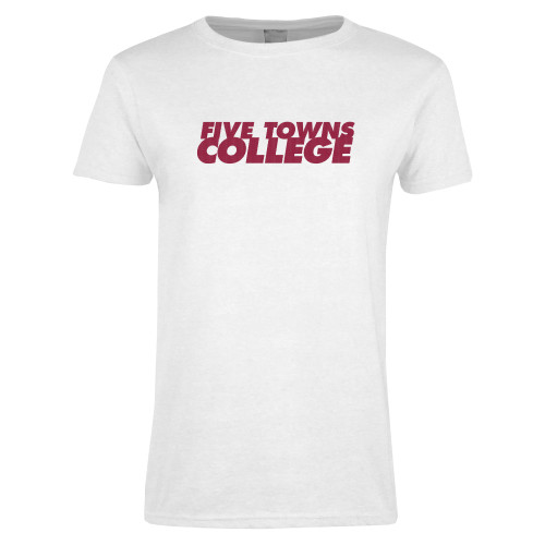  Womens White Short Sleeve Tee - Five Towns College Mesh