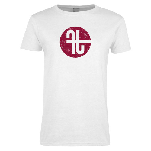  Womens White Short Sleeve Tee - Identity Mark Distressed