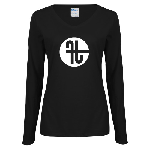  Womens Black Long Sleeve V Neck Tee  - Identity Mark