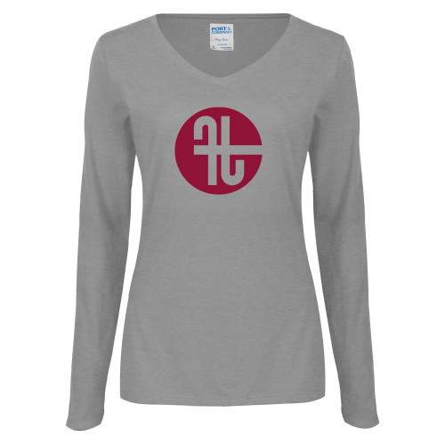  Womens Grey Long Sleeve V Neck Tee  - Identity Mark